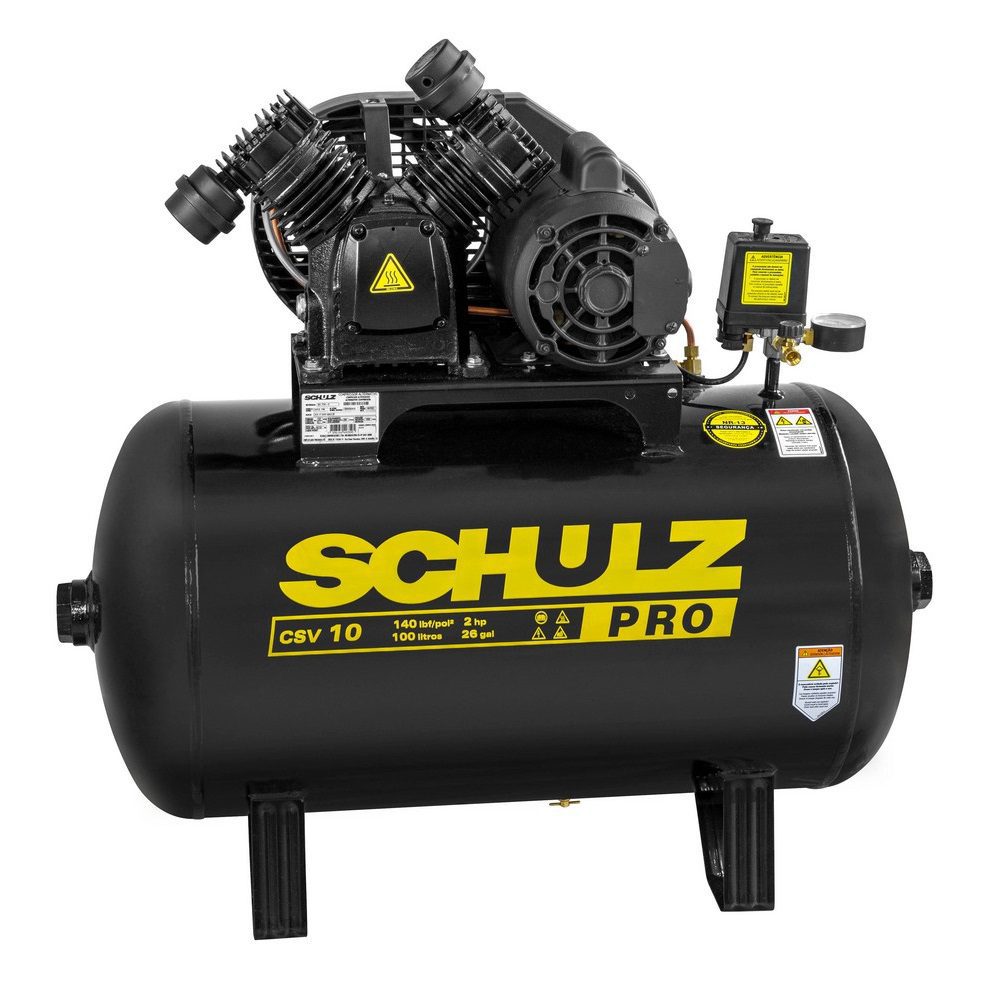 Compressor-Pistao-Schulz-Pro-CSV-10-100-1-nov-22.jpg Compressor 10/100 Pro CSV 10/100 140 Psi 127/220V C/ MOTOR 921.7741-0 SCHULZ - Imagem 1
