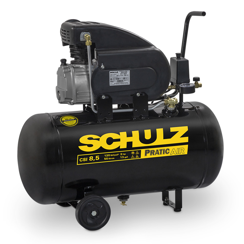 SCHULZ-PRATIC-AIR-85-50L.jpg Compressor 8,5/50L Pratic Air CSI 8,5/50 120 Psi 220V 91503900 – Schulz - Imagem 1
