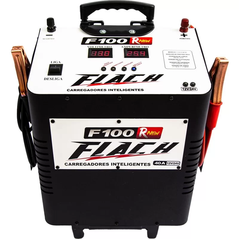 f100-rnew-3.webp Carregador de Bateria 40A 12V/24V Com AUXILIO F100-12/24 - FLACH - ST - Imagem 1